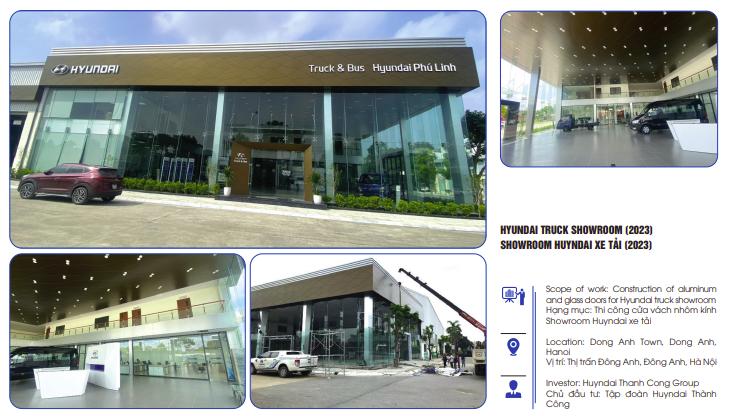 Dự án vách kính cường lực Showroom ô tô Hyundai, chủ đầu tư tập đoàn Thành Công