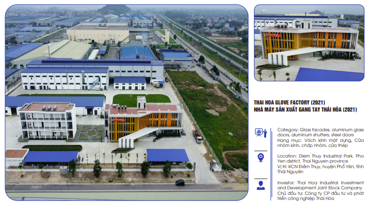Dự án vách kính và cửa nhôm kính cho nhà máy găng tay Thái Hòa tại Thái Nguyên